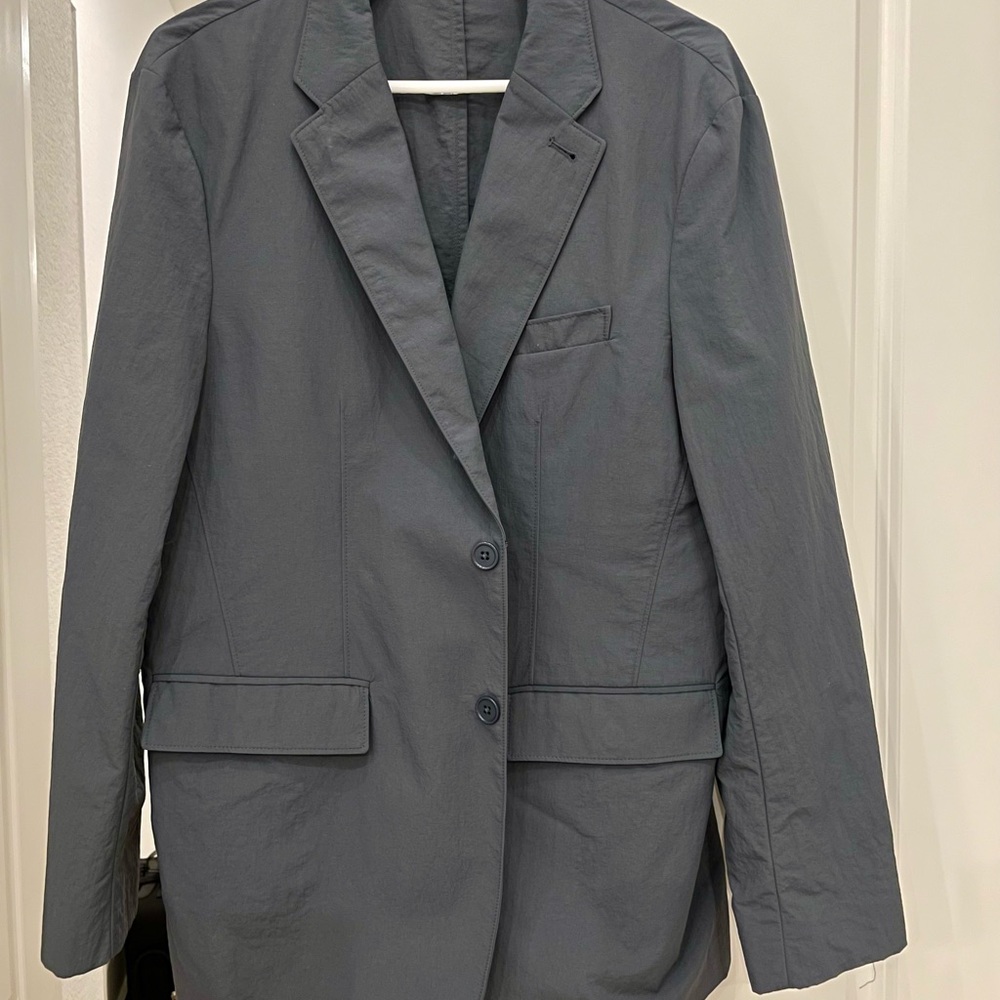 Men's Gray Single-Breasted Blazer Jacket